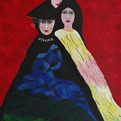 Drie dames geschilderd door 