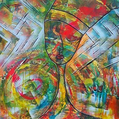 Hiding in the background geschilderd door 