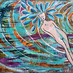 She rises geschilderd door 