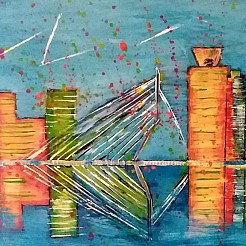 Skyline Rotterdam geschilderd door 