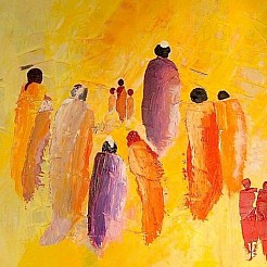 Allen op weg  geschilderd door 