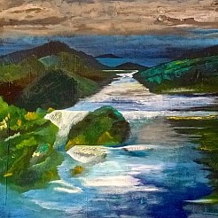 Waterval geschilderd door 