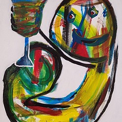 Boompje, glaasje, Appeltje? geschilderd door 