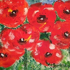 Klaprozen geschilderd door 