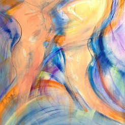 Beweging,higgs en de mens geschilderd door 