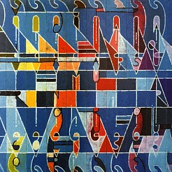 Constellatie in blauw geschilderd door 