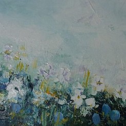 Bloemen in de berm geschilderd door 