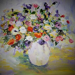 Uitbundige bos bloemen geschilderd door 