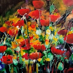 Klaprozen geschilderd door 