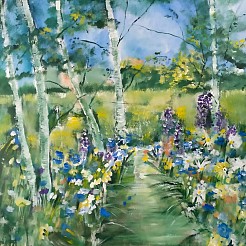 Berken bomen geschilderd door 