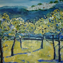 Boomgaard geschilderd door 