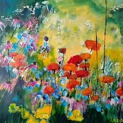 Klaprozen geschilderd door 