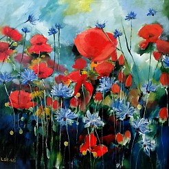 Klaprozen veld geschilderd door 