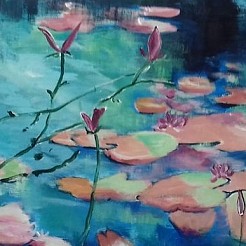Waterlelies geschilderd door 