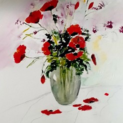 Klaprozen geschilderd door 