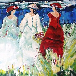 Deftige dames geschilderd door 