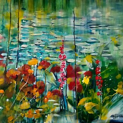Waterlelies geschilderd door 