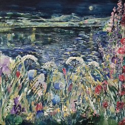 Tuin in de avond geschilderd door 