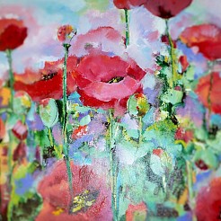 Klaprozen geschilderd door 