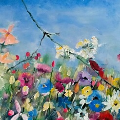 Veldbloemen geschilderd door 