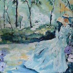 Lekker met een boekje geschilderd door 