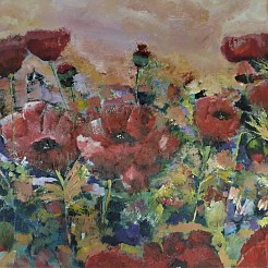 Klaprozen geschilderd door 