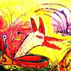 Gans/haas geschilderd door 