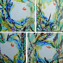 Pioen roos geschilderd door 