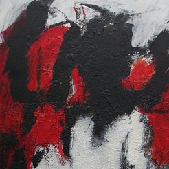 Woman in red geschilderd door 