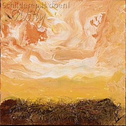 Oranje zon geschilderd door 
