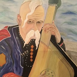 Rus met muziek instrument geschilderd door 