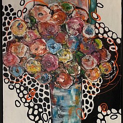 Black,White and Flowers geschilderd door 