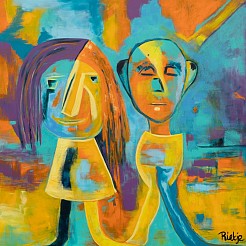 Blij met het kind in Mij geschilderd door 