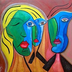 Two against one geschilderd door 