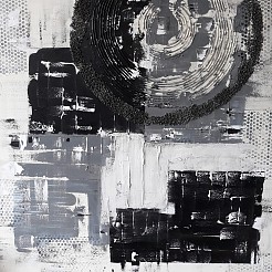 Black, Grey, White geschilderd door 