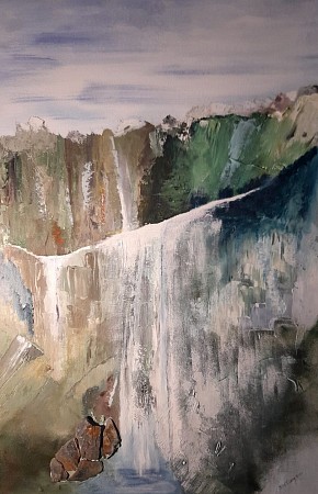 Waterval geschilderd door Irene van Uxem